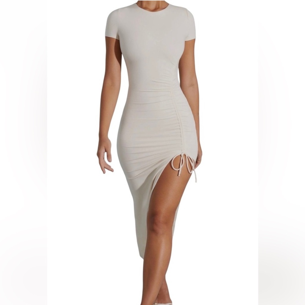 Oh Polly Cream Asymmetrical Dress